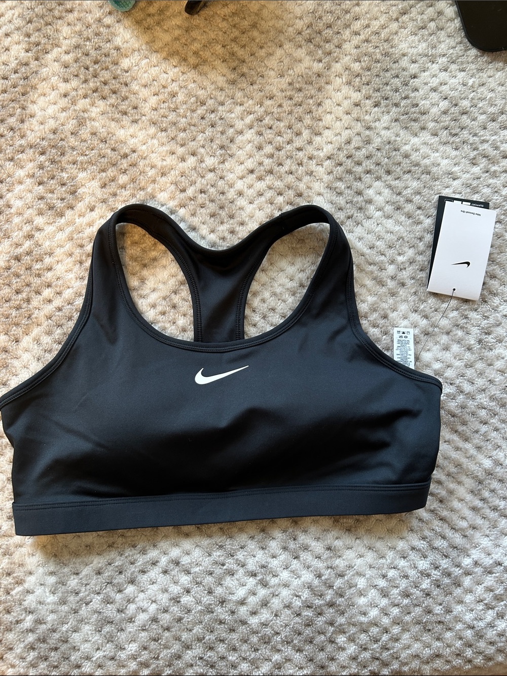 Nike Black Racerback Sports Bra with White Swoosh